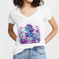 Just A Girl Who Loves Dragons And Books Cute Dragon Reading Premium Tri-Blend Women's Jersey Short Sleeve Deep V-Neck Tshirt