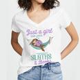Just a Girl Who Loves Sloths And Books Women's Jersey Short Sleeve Deep V-Neck Tshirt Just a Girl Who Loves Sloths And Books Women's Jersey Short Sleeve Deep V-Neck Tshirt