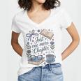 Just One More Chapter Book Lover Reading Quote Women's Jersey Short Sleeve Deep V-Neck Tshirt