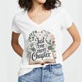 Just One More Chapter Bookish Book Reading Botanical Women's Jersey Short Sleeve Deep V-Neck Tshirt