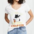 Just One More Chapter Fun Cat Coffee Reading Book Premium Tri-Blend Women's Jersey Short Sleeve Deep V-Neck Tshirt