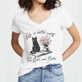 Life Better With 2 Cats Books Kitten Kitty Women Girls Kids Women's Jersey Short Sleeve Deep V-Neck Tshirt Life Better With 2 Cats Books Kitten Kitty Women Girls Kids Women's Jersey Short Sleeve Deep V-Neck Tshirt