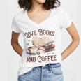 Love Books And Coffee Books Reading Coffee Drinking Women's Jersey Short Sleeve Deep V-Neck Tshirt Love Books And Coffee Books Reading Coffee Drinking Women's Jersey Short Sleeve Deep V-Neck Tshirt