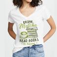 Matcha Green Tea Latte Drink Matcha Read Books Be Happy Women's Jersey Short Sleeve Deep V-Neck Tshirt