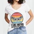 I Like Moths And Maybe 3 People Insect Moth Lovers Introvert Women's Jersey Short Sleeve Deep V-Neck Tshirt