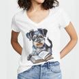 Nerdy Schnauzer Dog Book Lover Glasses Cute Pet For Men Women Kids Women's Jersey Short Sleeve Deep V-Neck Tshirt Nerdy Schnauzer Dog Book Lover Glasses Cute Pet For Men Women Kids Women's Jersey Short Sleeve Deep V-Neck Tshirt