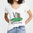 Next Stop Library Reading Book Women's Jersey Short Sleeve Deep V-Neck Tshirt