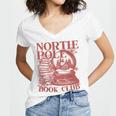 North Pole Book Club Christmas Women's Jersey Short Sleeve Deep V-Neck Tshirt North Pole Book Club Christmas Women's Jersey Short Sleeve Deep V-Neck Tshirt