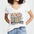 Occupational Therapy Wildflower Book OT Therapist Assistant Women's Jersey Short Sleeve Deep V-Neck Tshirt Occupational Therapy Wildflower Book OT Therapist Assistant Women's Jersey Short Sleeve Deep V-Neck Tshirt