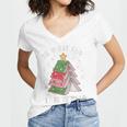 Oh What Fun It Is To Read Book Christmas Tree Premium Tri-Blend Women's Jersey Short Sleeve Deep V-Neck Tshirt