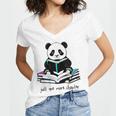 Panda Reading Chapter Books Women's Jersey Short Sleeve Deep V-Neck Tshirt Panda Reading Chapter Books Women's Jersey Short Sleeve Deep V-Neck Tshirt