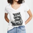 Raccoon With Book Cute Raccoons Reading Books Women's Jersey Short Sleeve Deep V-Neck Tshirt Raccoon With Book Cute Raccoons Reading Books Women's Jersey Short Sleeve Deep V-Neck Tshirt