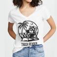 Raccoon Reading Books Summer Humor Trash Reader Women's Jersey Short Sleeve Deep V-Neck Tshirt Raccoon Reading Books Summer Humor Trash Reader Women's Jersey Short Sleeve Deep V-Neck Tshirt