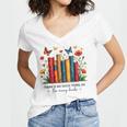 There Is No Such Thing As Too Many Books Shirts Bookish Women's Jersey Short Sleeve Deep V-Neck Tshirt