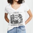 I Read Banned Books Women's Jersey Short Sleeve Deep V-Neck Tshirt
