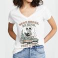 Read Books Be Kind Stay Weird Skeleton Reading Book Lover Women's Jersey Short Sleeve Deep V-Neck Tshirt Read Books Be Kind Stay Weird Skeleton Reading Book Lover Women's Jersey Short Sleeve Deep V-Neck Tshirt