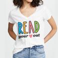 Read Your Heart Read Reading Librarian Book Across America Women's Jersey Short Sleeve Deep V-Neck Tshirt
