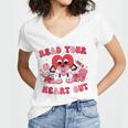 Read Your Heart Out Valentines Day Teachers Book Lovers Women's Jersey Short Sleeve Deep V-Neck Tshirt