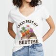 I Read Past My Bedtime Reading Dinosaur Book Lover Women's Jersey Short Sleeve Deep V-Neck Tshirt
