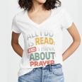 Read And Think About Prayer Faith & Book Lover Premium Women's Jersey Short Sleeve Deep V-Neck Tshirt Read And Think About Prayer Faith & Book Lover Premium Women's Jersey Short Sleeve Deep V-Neck Tshirt