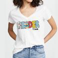 Reader I Am Bookworm Librarian I Heart Read Book Lover Women's Jersey Short Sleeve Deep V-Neck Tshirt