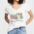 Reading All The Way Christmas Book Lover For Women And Teens Women's Jersey Short Sleeve Deep V-Neck Tshirt Reading All The Way Christmas Book Lover For Women And Teens Women's Jersey Short Sleeve Deep V-Neck Tshirt