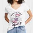 Reading Is My Favorite Sport Saying Cat And Book Lover Women's Jersey Short Sleeve Deep V-Neck Tshirt Reading Is My Favorite Sport Saying Cat And Book Lover Women's Jersey Short Sleeve Deep V-Neck Tshirt