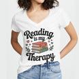 Reading Is My Therapy Book Lover Bookworm Women's Jersey Short Sleeve Deep V-Neck Tshirt Reading Is My Therapy Book Lover Bookworm Women's Jersey Short Sleeve Deep V-Neck Tshirt
