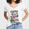 Reading Is Snow Much Fun Christmas Bookworm Snowman Reading Women's Jersey Short Sleeve Deep V-Neck Tshirt Reading Is Snow Much Fun Christmas Bookworm Snowman Reading Women's Jersey Short Sleeve Deep V-Neck Tshirt