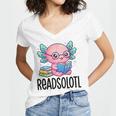 Readsolotl Cute Axolotl Reading Book Kawaii Pink Aesthetic Women's Jersey Short Sleeve Deep V-Neck Tshirt Readsolotl Cute Axolotl Reading Book Kawaii Pink Aesthetic Women's Jersey Short Sleeve Deep V-Neck Tshirt