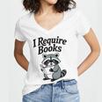 I Require Books Raccoon Reading For Book Lovers Women's Jersey Short Sleeve Deep V-Neck Tshirt I Require Books Raccoon Reading For Book Lovers Women's Jersey Short Sleeve Deep V-Neck Tshirt