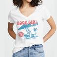 Retro Book Girl Summer Beach Vacation For Book Lover Women's Jersey Short Sleeve Deep V-Neck Tshirt Retro Book Girl Summer Beach Vacation For Book Lover Women's Jersey Short Sleeve Deep V-Neck Tshirt