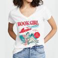 Retro Book Girl Summer For Women Beach Reading Women's Jersey Short Sleeve Deep V-Neck Tshirt Retro Book Girl Summer For Women Beach Reading Women's Jersey Short Sleeve Deep V-Neck Tshirt
