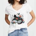 Retro Cute Cat Floral Book Librarian Vintage Floral Cat Book Women's Jersey Short Sleeve Deep V-Neck Tshirt Retro Cute Cat Floral Book Librarian Vintage Floral Cat Book Women's Jersey Short Sleeve Deep V-Neck Tshirt