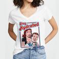 Retro Vampire Book Cover Style Stay Hydrated Halloween Women's Jersey Short Sleeve Deep V-Neck Tshirt