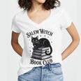 Salem Witch Book Club Bookish Halloween Cat Women Women's Jersey Short Sleeve Deep V-Neck Tshirt Salem Witch Book Club Bookish Halloween Cat Women Women's Jersey Short Sleeve Deep V-Neck Tshirt