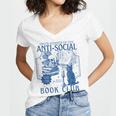 Sarcastic Anti Social Book Club Cat Skull Book Lover Women's Jersey Short Sleeve Deep V-Neck Tshirt Sarcastic Anti Social Book Club Cat Skull Book Lover Women's Jersey Short Sleeve Deep V-Neck Tshirt
