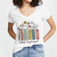 School Psychologist Book Psychology Teacher Appreciation Women's Jersey Short Sleeve Deep V-Neck Tshirt School Psychologist Book Psychology Teacher Appreciation Women's Jersey Short Sleeve Deep V-Neck Tshirt