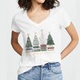 Seasons Readings Christmas Tree Book Lover Women's Jersey Short Sleeve Deep V-Neck Tshirt