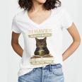 i Have Selective Hearing Cat Coffee Books Retro Women's Jersey Short Sleeve Deep V-Neck Tshirt