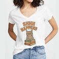 SHHH Happens Librarian Cat Books Library Women's Jersey Short Sleeve Deep V-Neck Tshirt