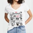Skelanimals I Bite Vintage Retro Dead Pet Textbook Collage Women's Jersey Short Sleeve Deep V-Neck Tshirt