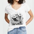 Skeleton Skull Halloween Book Reading Books Lover Teacher Women's Jersey Short Sleeve Deep V-Neck Tshirt Skeleton Skull Halloween Book Reading Books Lover Teacher Women's Jersey Short Sleeve Deep V-Neck Tshirt