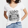 Sleepy Hollow Dead And Breakfast Please Book Ahead Women's Jersey Short Sleeve Deep V-Neck Tshirt