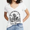 Smut Reader Skeleton Book Lover Dark Humor Art Premium Tri-Blend Women's Jersey Short Sleeve Deep V-Neck Tshirt