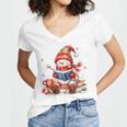 Snowman Reading Books Lovers Christmas Librarian Bookworm Women's Jersey Short Sleeve Deep V-Neck Tshirt Snowman Reading Books Lovers Christmas Librarian Bookworm Women's Jersey Short Sleeve Deep V-Neck Tshirt