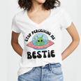 Stop Perceiving Me Bestie Alien Neurodivergent Introvert Women's Jersey Short Sleeve Deep V-Neck Tshirt