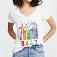 Subtle Floral Foxglove Daisy Tulip Book Lover Women's Jersey Short Sleeve Deep V-Neck Tshirt