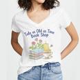 Tale As Old As Time Floral Bookshop Romantic Women's Jersey Short Sleeve Deep V-Neck Tshirt Tale As Old As Time Floral Bookshop Romantic Women's Jersey Short Sleeve Deep V-Neck Tshirt