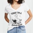 Today I'm A Serious Goose Animal Reading Book Lovers Women's Jersey Short Sleeve Deep V-Neck Tshirt